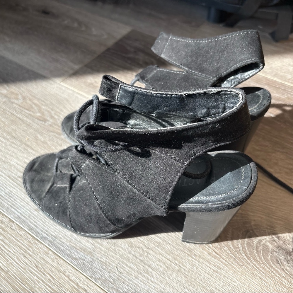 Black Suede Heeled Sandals
